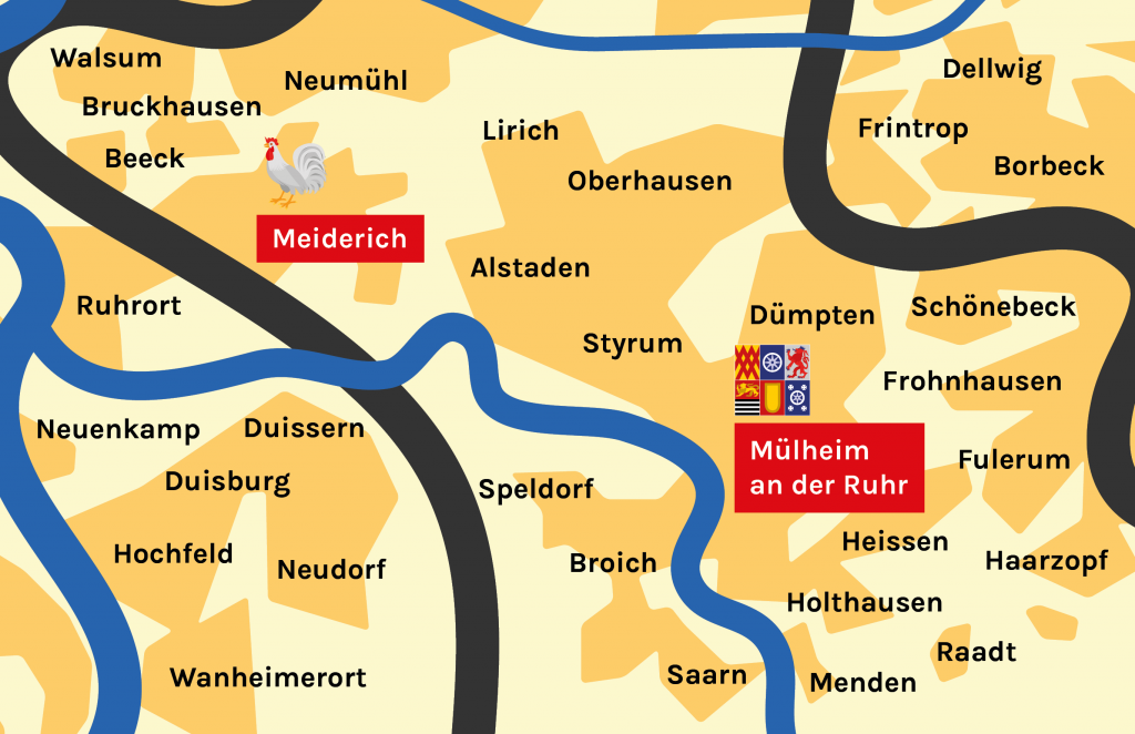 Karte Meiderich und Mülheim an der Ruhr